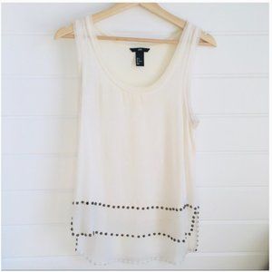 H&M Hi Low Studded Ivory Tank Top